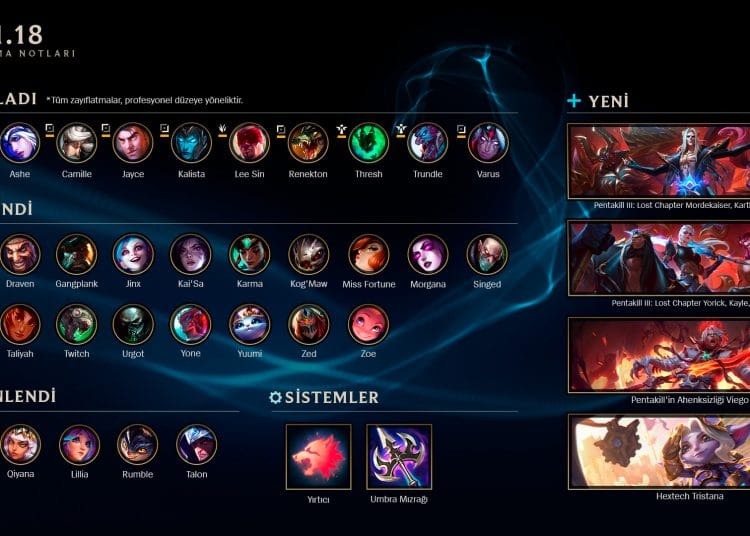 LEAGUE OF LEGENDS 11.18 Yama Notları!